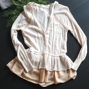 Anthropologie XS Peplum Cream Cardigan